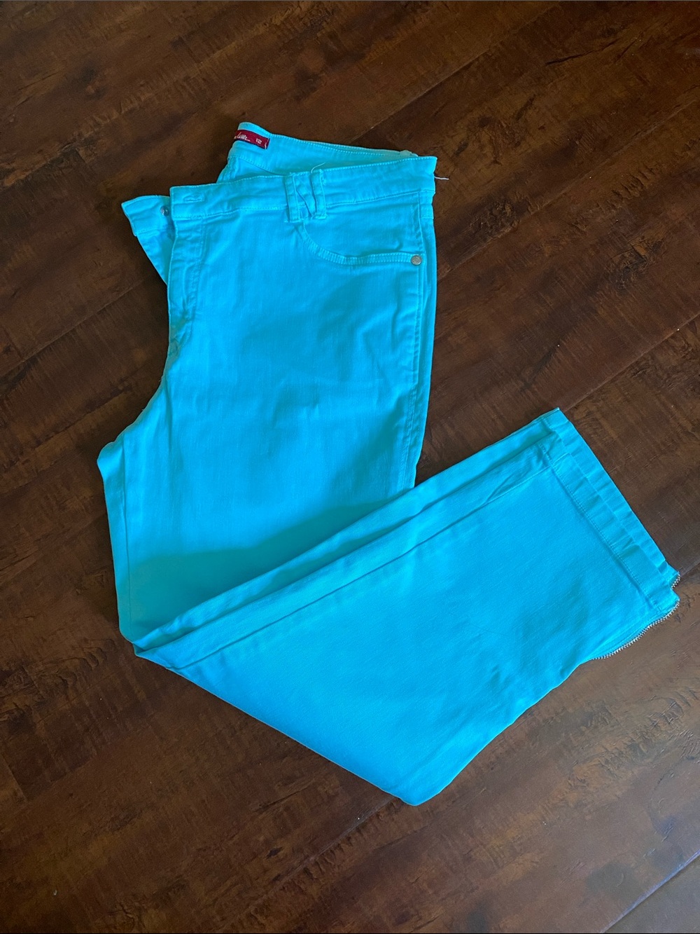 Barbara Lesser Women’s Cropped Jeans - Bright Turquoise Ankle Length Size 12